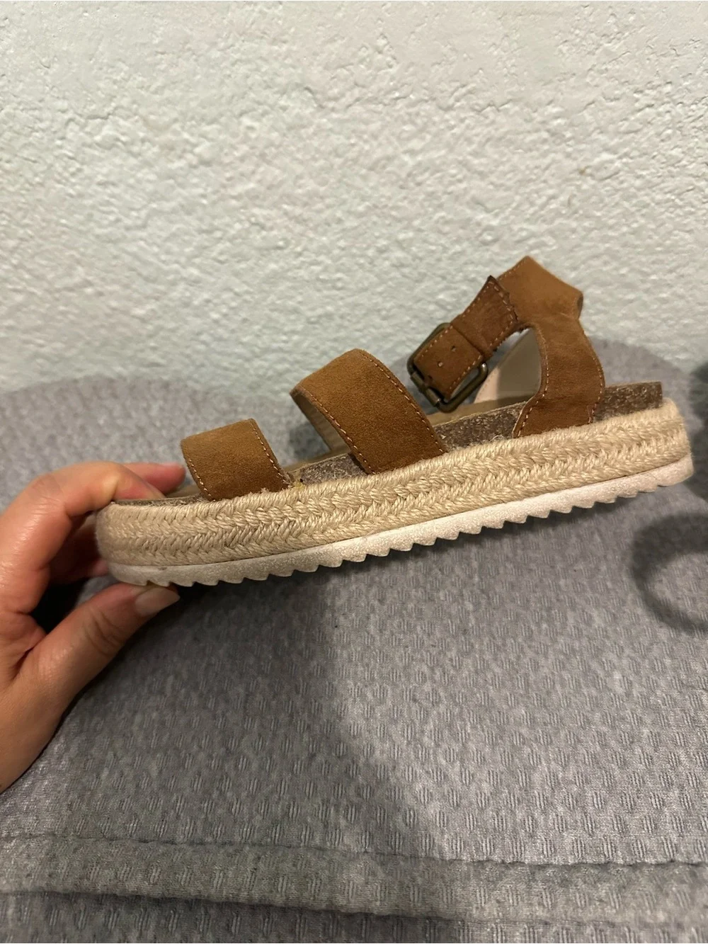 Kids Brown Suede Platform Sandals Size 2